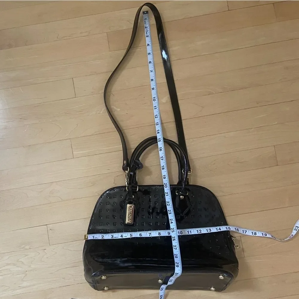 Arcadia Made In Italy Patent Leather Bugatti  Satchel in Black